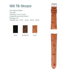 CINTURINO VERO STRUZZO TRANCIATO BOMBATO MARRONE