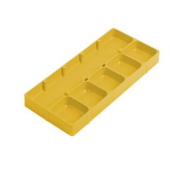 VASSOIO IN PLASTICA IMPILABILE CON 6 SCOMPARTI GIALLA