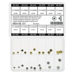 ASSORTIMENTO CORONE ANTIPOLVERE ACCIAIO E LAMINATE PEZZI 24