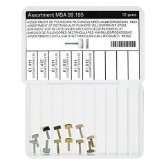 ASSORTIMENTO PULSANTI RETTANGOLARI ACCIAIO GIALLI E ROSA